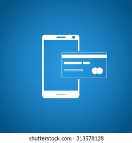 Credit Card and modern mobile phone vector icon