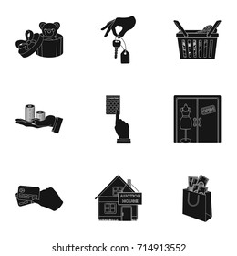 Credit, card, money, bargain, calculator, auction, shop.E- commerce set collection icons in black style vector symbol stock illustration web.