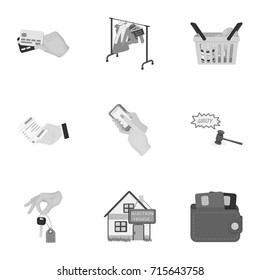 Credit, card, money, bargain, calculator, auction, shop.E- commerce set collection icons in monochrome style vector symbol stock illustration web.