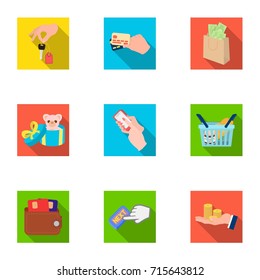 Credit, card, money, bargain, calculator, auction, shop.E- commerce set collection icons in flat style vector symbol stock illustration web.