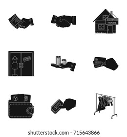 Credit, card, money, bargain, calculator, auction, shop.E- commerce set collection icons in black style vector symbol stock illustration web.