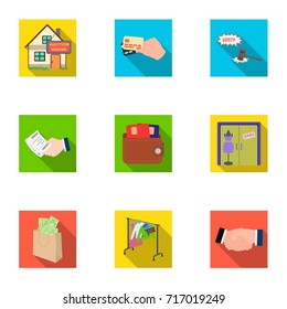 Credit, card, money, bargain, calculator, auction, shop.E- commerce set collection icons in flat style vector symbol stock illustration web.