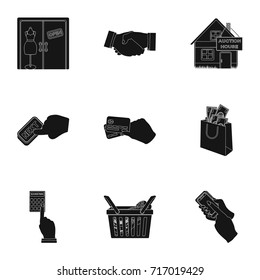 Credit, card, money, bargain, calculator, auction, shop.E- commerce set collection icons in black style vector symbol stock illustration web.