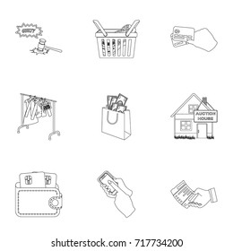 Credit, card, money, bargain, calculator, auction, shop.E- commerce set collection icons in outline style vector symbol stock illustration web.