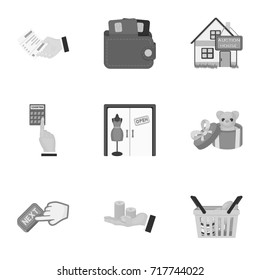 Credit, card, money, bargain, calculator, auction, shop.E- commerce set collection icons in monochrome style vector symbol stock illustration web.