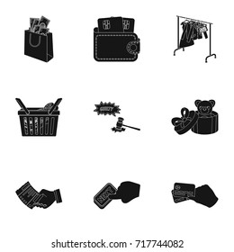 Credit, card, money, bargain, calculator, auction, shop.E- commerce set collection icons in black style vector symbol stock illustration web.