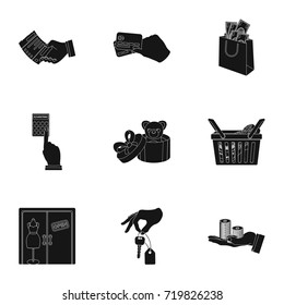 Credit, card, money, bargain, calculator, auction, shop.E- commerce set collection icons in black style vector symbol stock illustration web.