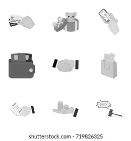 Credit, card, money, bargain, calculator, auction, shop.E- commerce set collection icons in monochrome style vector symbol stock illustration web.