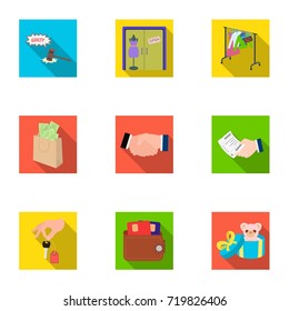 Credit, card, money, bargain, calculator, auction, shop.E- commerce set collection icons in flat style vector symbol stock illustration web.