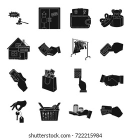 Credit, card, money, bargain, calculator, auction, shop.E- commerce set collection icons in black style vector symbol stock illustration web.