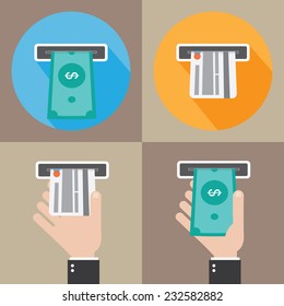 Credit card, money and the hand that holds them