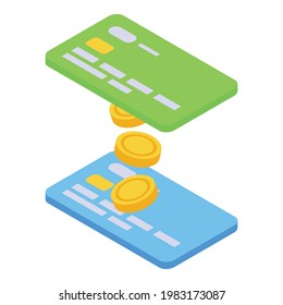 Credit card money transfer icon. Isometric of Credit card money transfer vector icon for web design isolated on white background