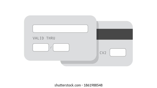 Credit card monochrome template. Banner of commercial bank card for online payment transactions without use cash and electronic retail convenient financial banking from personal web vector account.
