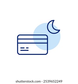 Credit card and moon. Limited time night offers. Pixel perfect vector icon