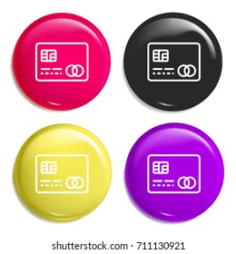 credit card multi color glossy badge icon set. Realistic shiny badge icon or logo mockup