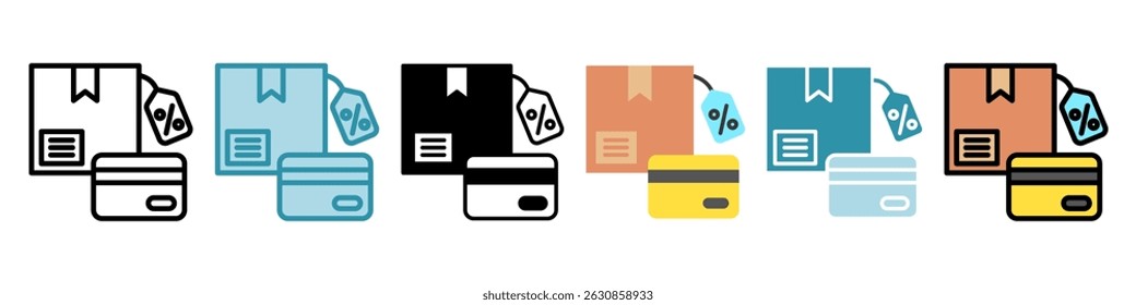 Estilo multi de la tarjeta de crédito, mini conjunto de iconos de ilustración. uso para el concepto moderno, impresión, interfaz de usuario, kit de UX, Web y desarrollo de App. Vector relacionado con ventas, logística y comercio electrónico