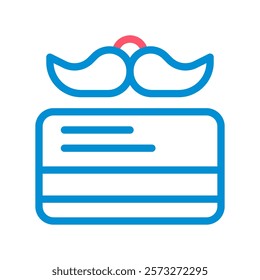 Credit card with mustache. Concept of father's day, gift, and discount.