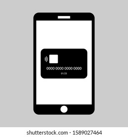 Credit card. Near field communication technology concept. Simple minimalistic plastic card icon set. Contactless credit card vector. Wi-fi Mobile Pay.  Virtual money. Vector illustration