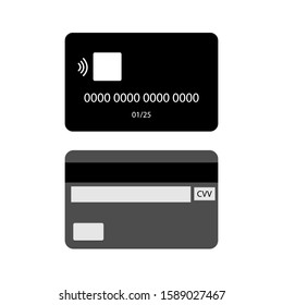 Credit card. Near field communication technology concept. Simple minimalistic plastic card icon set. Contactless credit card vector. Wi-fi Mobile Pay.  Virtual money. Vector illustration