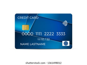 Credit card on a white background. Vector illustration.