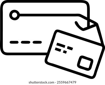 Credit card on white background with holographic shopping cart and sale tag icons concept as A close up shot of a credit card lying on a spotless white background. Two glowing holographic icons�a shop