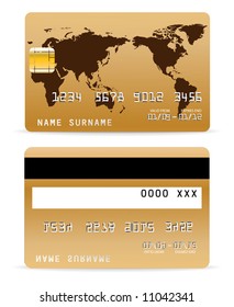 Credit Card on Word Map Background