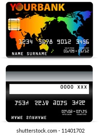 Credit Card on Word Map Background