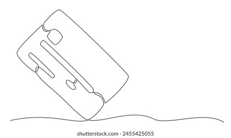 Credit Card One line drawing isolated on white background
