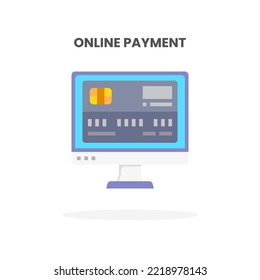 Credit Card Online Payment flat icon. Vector illustration on white background. Can used for web, app, digital product, presentation, UI and many more.