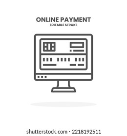 Credit Card Online Payment line icon. Vector illustration on white background. Editable Stroke and pixel perfect. You can use for web, app and more.