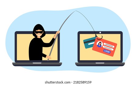 Credit Card Online Payment Scam Concept. Internet Hacker Stealing Money, User Account From Computer. Cybercrime.