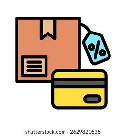 Credit Card outline color, mini illustration icon. use for modern concept, print, UI, UX kit, web and app development. Vector related to sales, logistic and ecommerce

