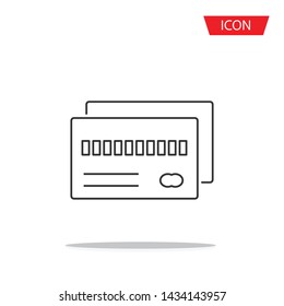 Credit Card outline icon isolated on white background.