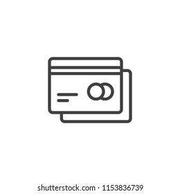 Credit card outline icon. linear style sign for mobile concept and web design. Payment card simple line vector icon. Bank cards symbol, logo illustration. Pixel perfect vector graphics