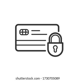 Credit card and padlock icon. Vector Illustration.
