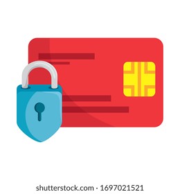 credit card with padlock of money financial item banking commerce market payment buy currency accounting and invest theme Vector illustration