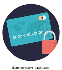 Credit card with padlock, secure payment concept