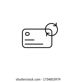 credit card or pass. circle arrow icon. black vector graphics, editble stroke