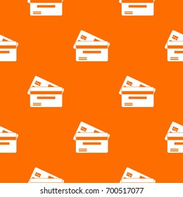 Credit card pattern repeat seamless in orange color for any design. Vector geometric illustration