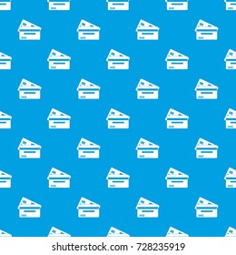 Credit card pattern repeat seamless in blue color for any design. Vector geometric illustration