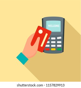 Credit card pay device icon. Flat illustration of credit card pay device vector icon for web design