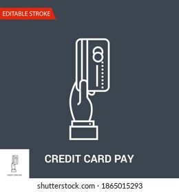 Icono de pago de tarjeta de crédito. Ilustración de vectores de línea delgada. Ajustar el peso del trazo - Expandir a cualquier tamaño - Color de cambio sencillo - Trazo editable