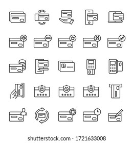 Credit Card and payment 25 line icons vector