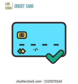 Credit card payment approval thin line icon. Minimalistic modern style. Vector illustration