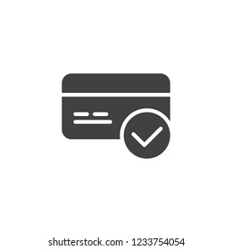 Credit card payment approved vector icon. filled flat sign for mobile concept and web design. Bank card check simple solid icon. Payment accepted symbol, logo illustration. Vector graphics