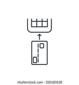 Credit card payment, chip reading outline icon