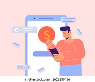 Credit card payment concept for landing page. Online Mobile Payment Vector. Wireless Money Transfer.