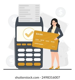 Conjunto de concepto de pago con tarjeta de crédito. Ilustración plana del concepto de Vector de pago con tarjeta de crédito