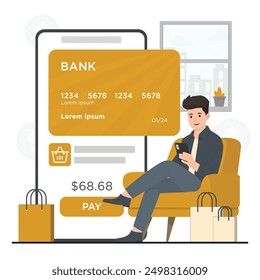 Credit card payment concept set. Flat illustration of credit card payment vector concept