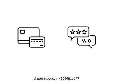 Credit card payment and customer feedback icons finance